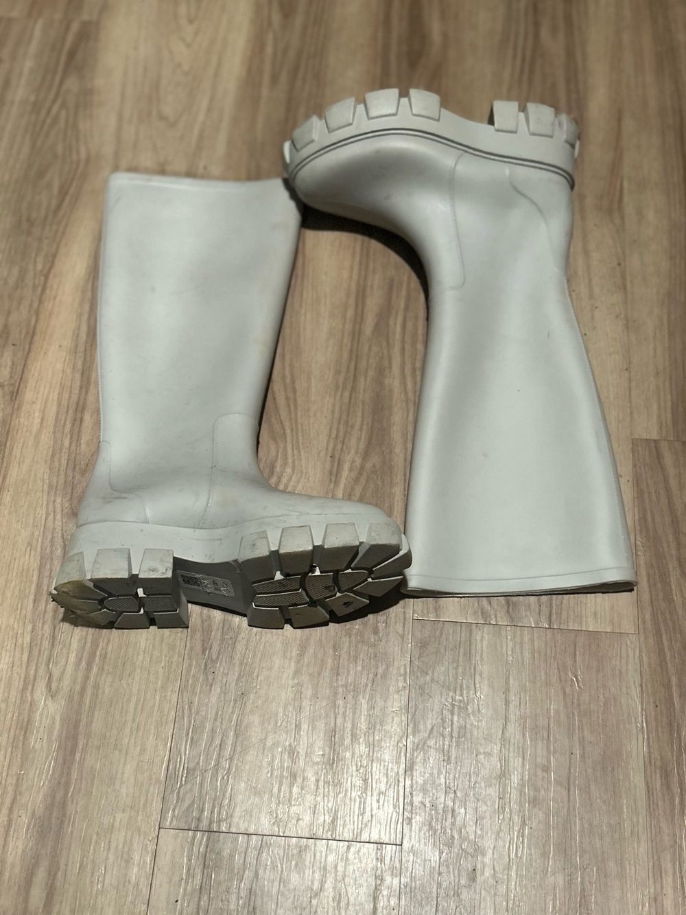 ASOS cream Chunky Lug Knee-High Boots